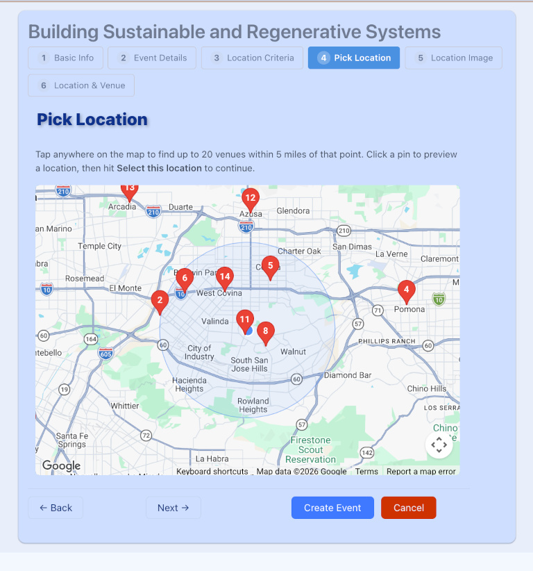 create event pick location picked