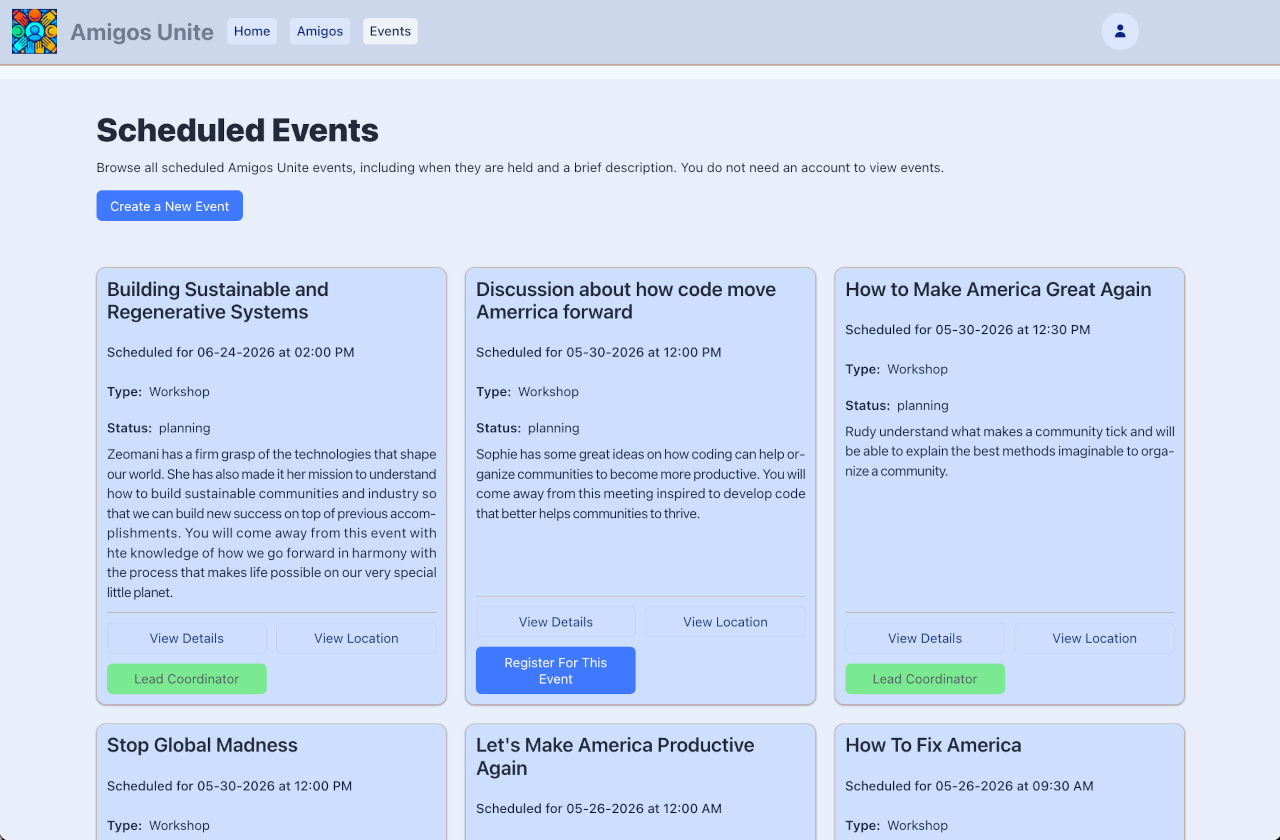 events scheduled events